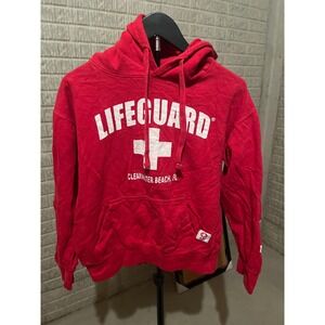 Lifeguard Clearwater Beach‎ Florida Red Hoodie Sweatshirt Pullover Small